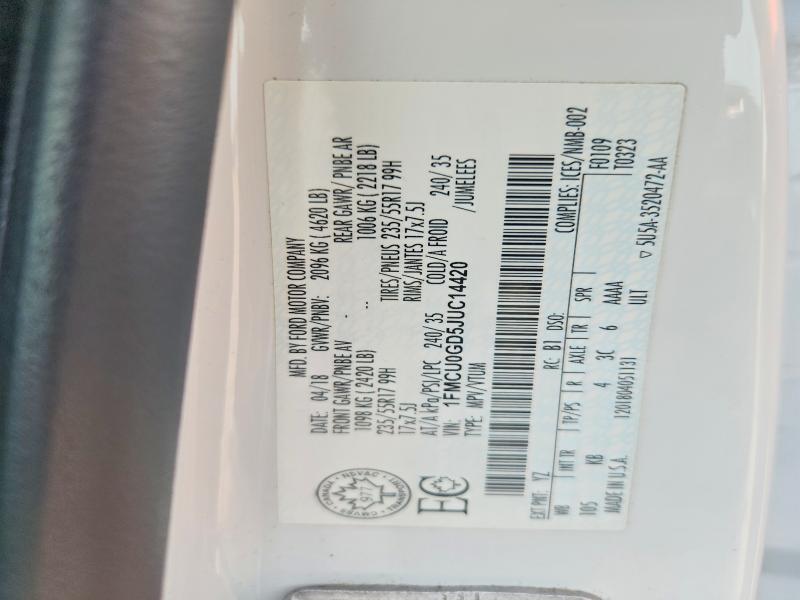 Продажа на аукционе авто 2018 Ford Escape, vin: 1FMCU0GD5JUC14420, номер лота: 60174596