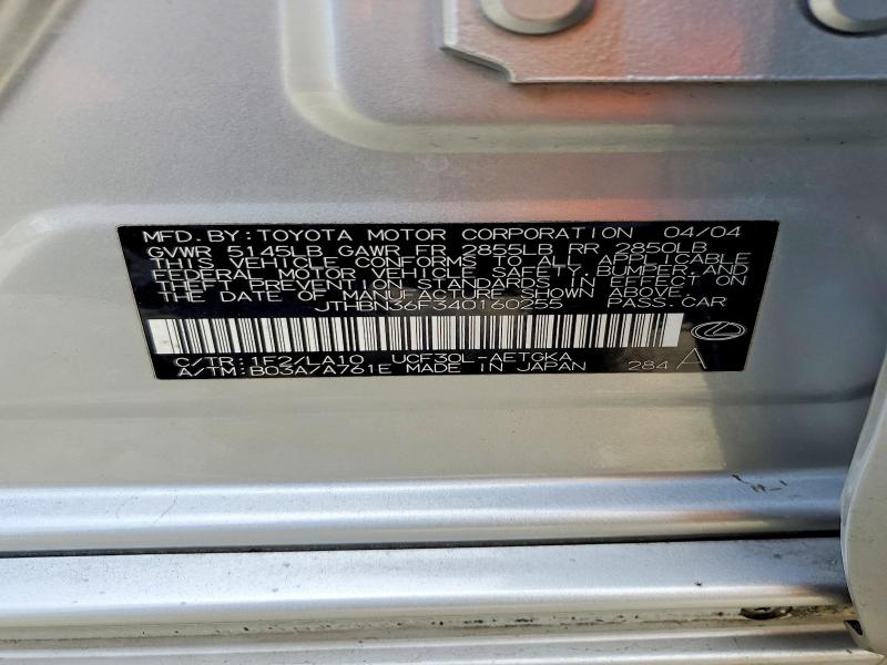 Продажа на аукционе авто 2004 Lexus Ls, vin: JTHBN36F340160255, номер лота: 61637476