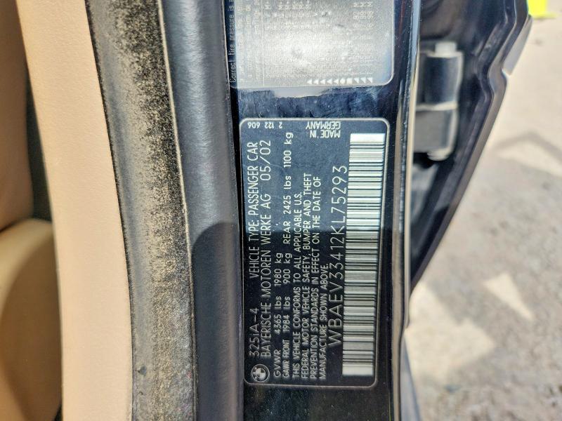 Aukcja sprzedaży 2002 Bmw 325, vin: WBAEV33412KL75293, numer aukcji: 61317616