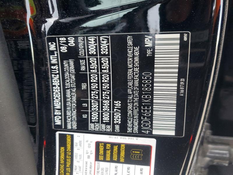 2019 Mercedes-benz Gls მანქანა იყიდება აუქციონზე, vin: 4JGDF6EE1KB185850, აუქციონის ნომერი: 60031426