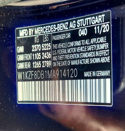 62982996 :رقم المزاد ، W1KZF8DB1MA914120 vin ، 2021 Mercedes-benz E مزاد بيع