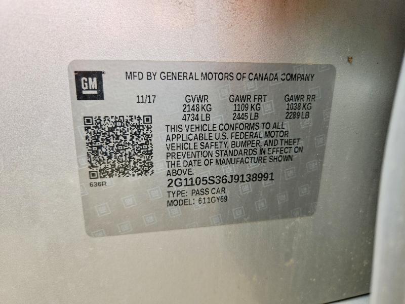 Aukcja sprzedaży 2018 Chevrolet Impala, vin: 2G1105S36J9138991, numer aukcji: 60588506