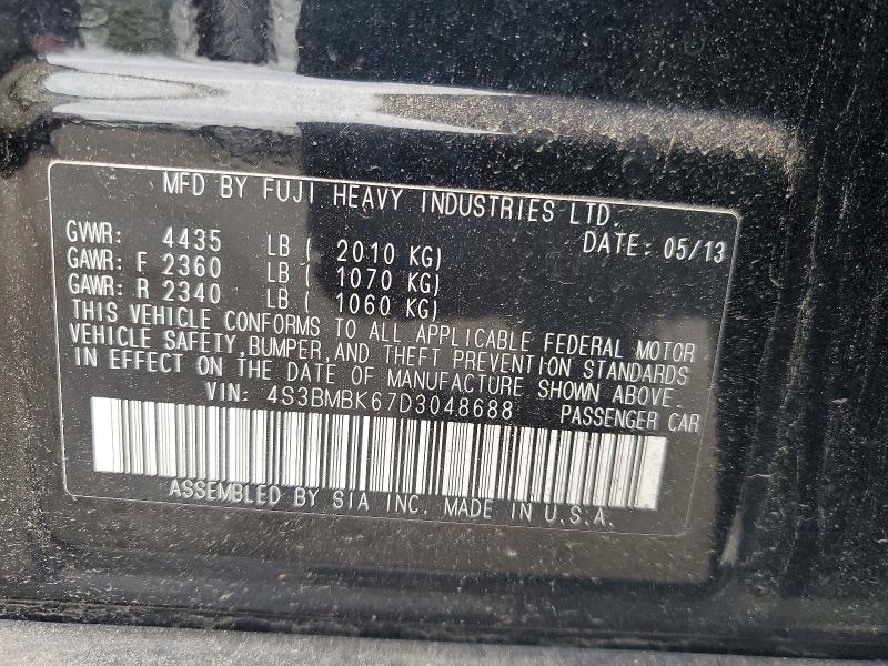 63151446 :رقم المزاد ، 4S3BMBK67D3048688 vin ، 2013 Subaru Legacy مزاد بيع