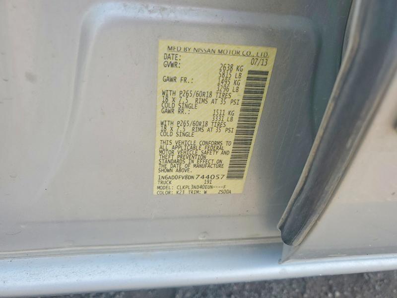 62964146 :رقم المزاد ، 1N6AD0FV8DN744057 vin ، 2013 Nissan Frontier مزاد بيع