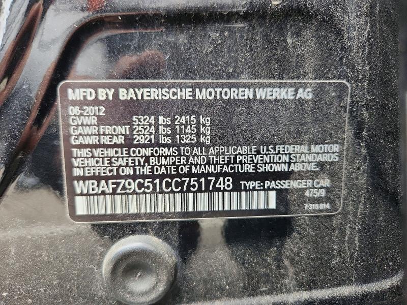 Aukcja sprzedaży 2012 Bmw 535, vin: WBAFZ9C51CC751748, numer aukcji: 61084496