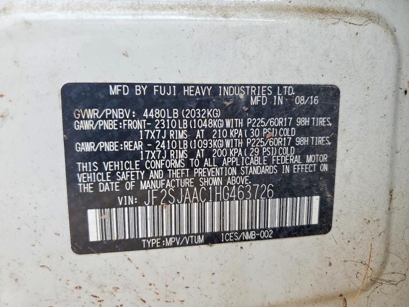60419406 :رقم المزاد ، JF2SJAAC1HG463726 vin ، 2017 Subaru Forester مزاد بيع