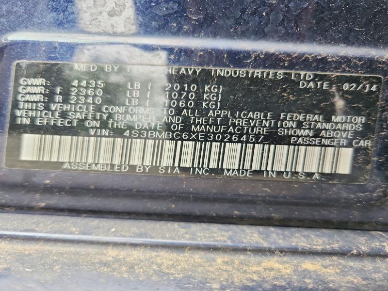 61556736 :رقم المزاد ، 4S3BMBC6XE3026457 vin ، 2014 Subaru Legacy مزاد بيع