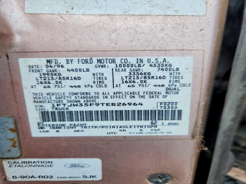 Aukcja sprzedaży 1996 Ford F350, vin: 1FTJW35F9TEB26964, numer aukcji: 62255786
