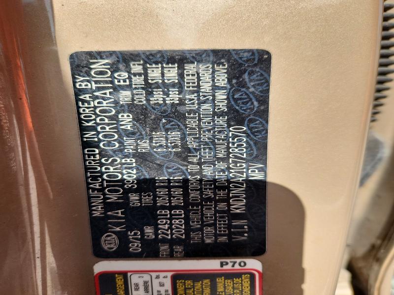 2016 Kia Soul მანქანა იყიდება აუქციონზე, vin: KNDJN2A21G7285570, აუქციონის ნომერი: 60638736