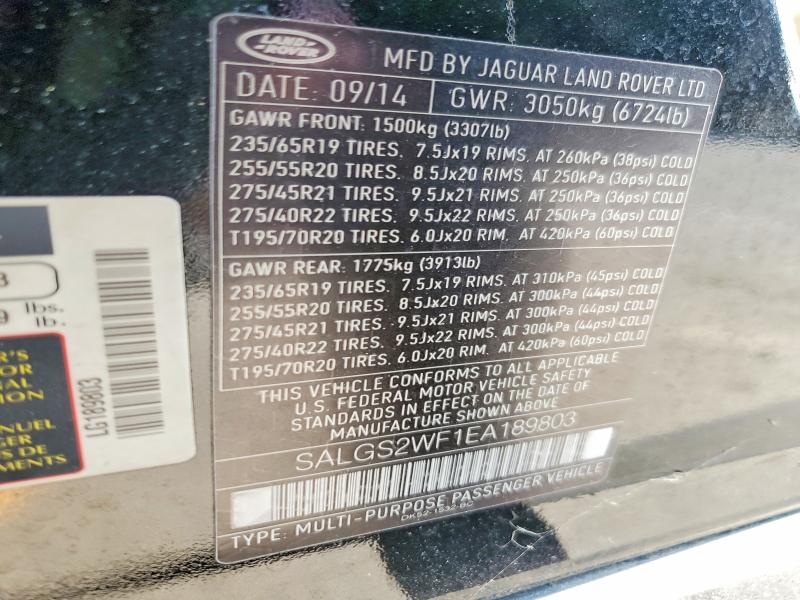 Продаж на аукціоні авто 2014 Land Rover Range Rover, vin: SALGS2WF1EA189803, номер лоту: 60892416