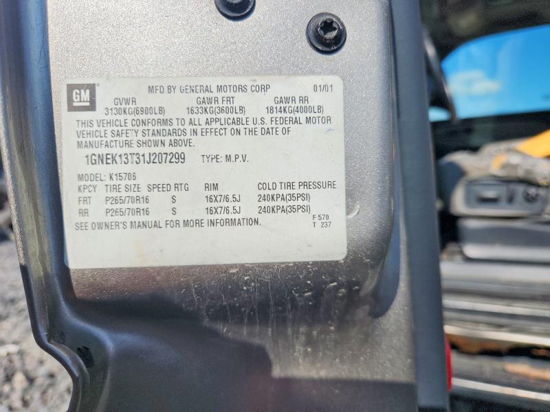 61020926 :رقم المزاد ، 1GNEK13T31J207299 vin ، 2001 Chevrolet Tahoe مزاد بيع