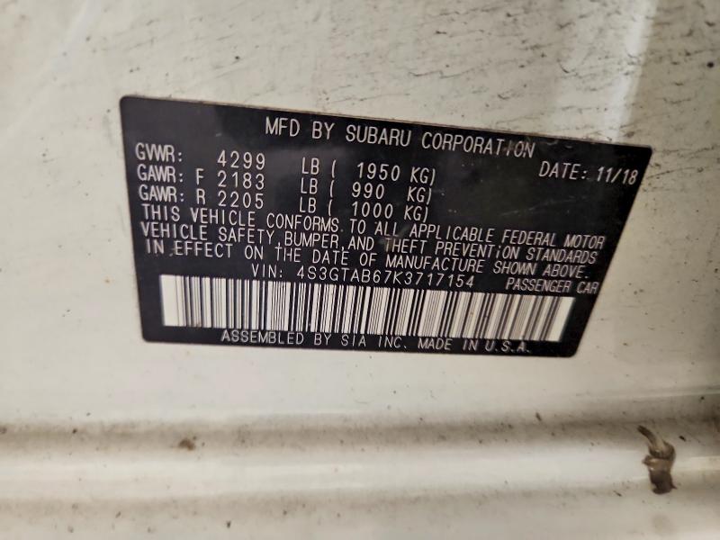 Aukcja sprzedaży 2019 Subaru Impreza, vin: 4S3GTAB67K3717154, numer aukcji: 62087836