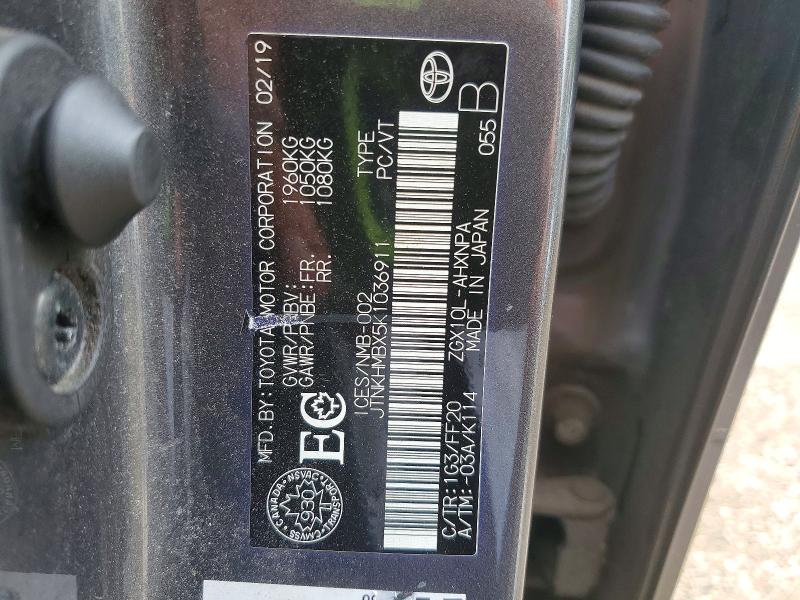 Aukcja sprzedaży 2019 Toyota C-hr, vin: JTNKHMBX5K1036911, numer aukcji: 62075816