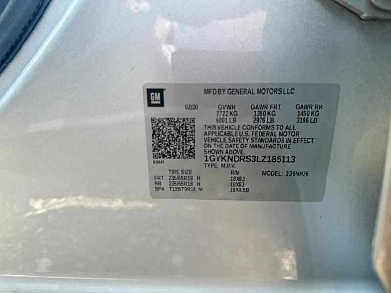2020 Cadillac Xt5 მანქანა იყიდება აუქციონზე, vin: 1GYKNDRS3LZ185113, აუქციონის ნომერი: 62441906
