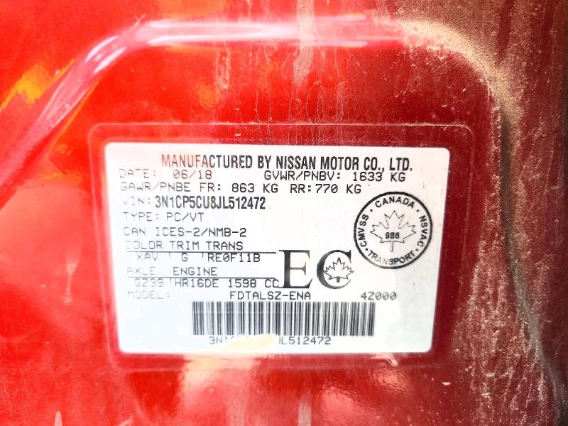 Продажа на аукционе авто 2018 Nissan Kicks, vin: 3N1CP5CU8JL512472, номер лота: 60865026