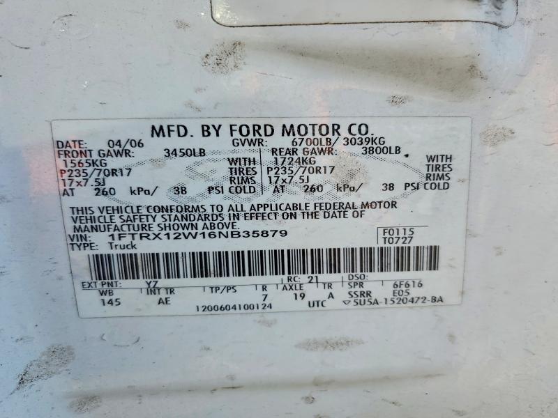 62336836 :رقم المزاد ، 1FTRX12W16NB35879 vin ، 2006 Ford F150 مزاد بيع