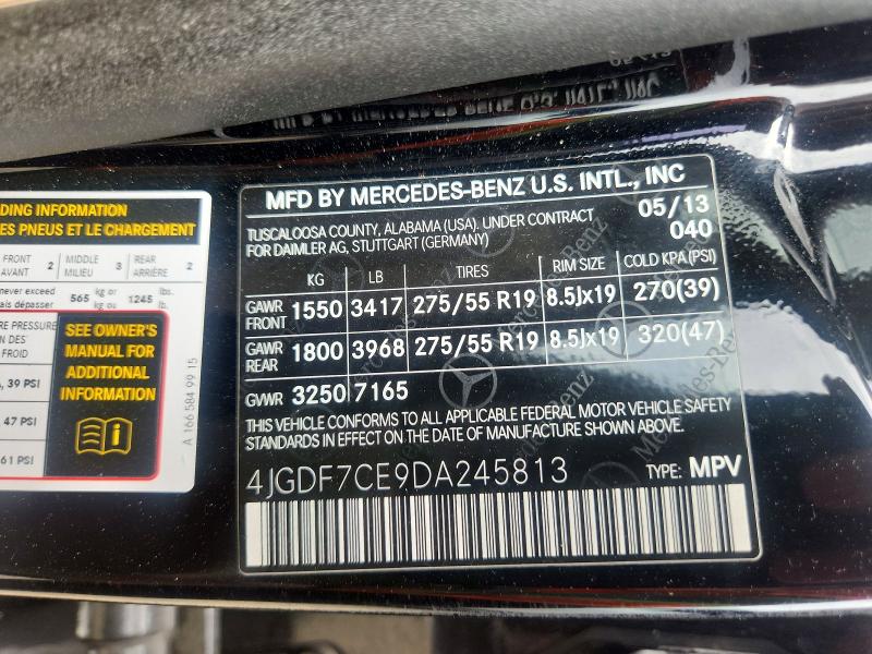 2013 Mercedes-benz Gl მანქანა იყიდება აუქციონზე, vin: 4JGDF7CE9DA245813, აუქციონის ნომერი: 63583716