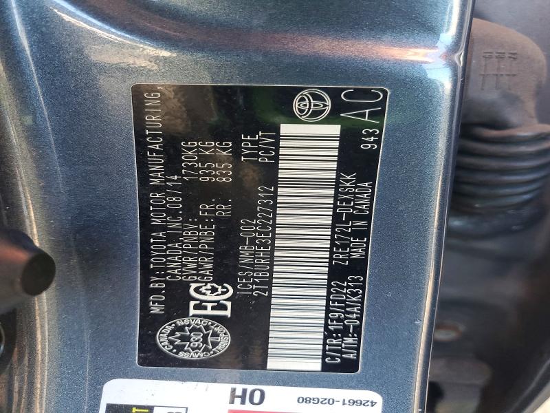 61699996 :رقم المزاد ، 2T1BURHE3EC227312 vin ، 2014 Toyota Corolla مزاد بيع