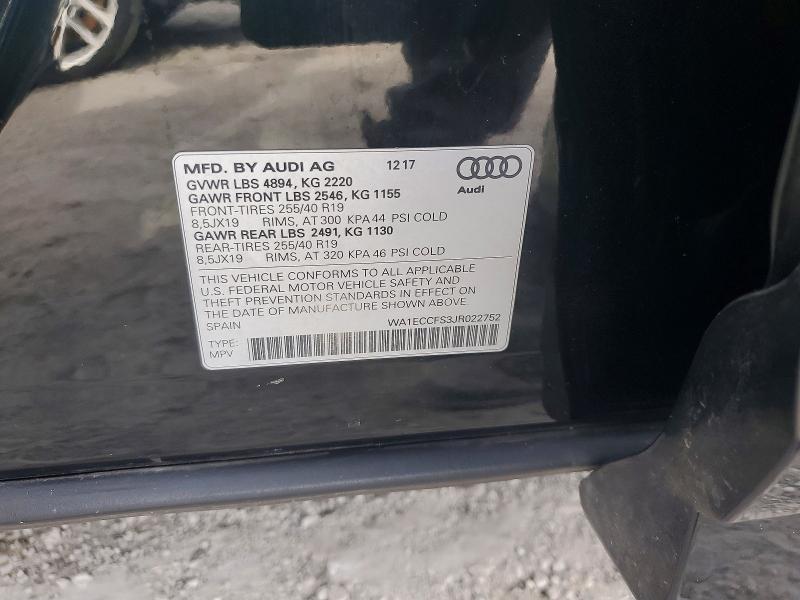 Продаж на аукціоні авто 2018 Audi Q3, vin: WA1ECCFS3JR022752, номер лоту: 59943856