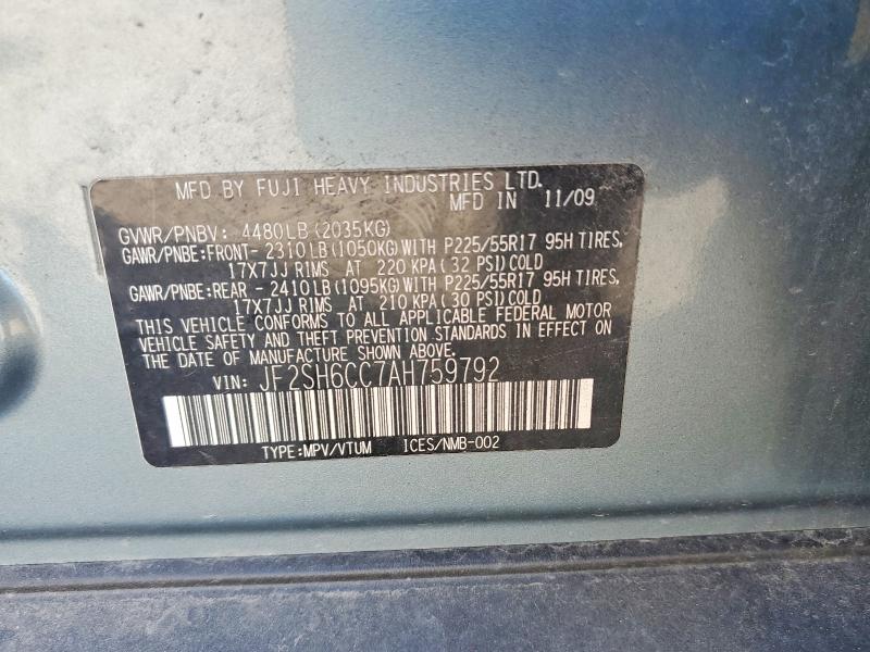 Продажа на аукционе авто 2010 Subaru Forester, vin: JF2SH6CC7AH759792, номер лота: 61034146