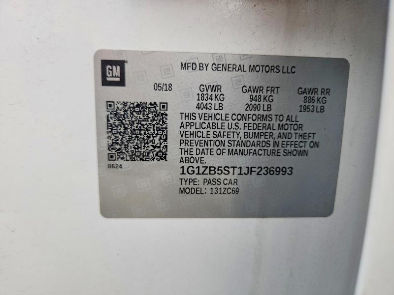 Продаж на аукціоні авто 2018 Chevrolet Malibu, vin: 1G1ZB5ST1JF236993, номер лоту: 59873766