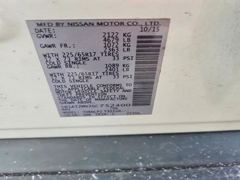 Продажа на аукционе авто 2016 Nissan Rogue, vin: 5N1AT2MV2GC752400, номер лота: 60092246