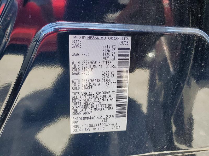 Aukcja sprzedaży 2019 Infiniti Qx60, vin: 5N1DL0MM4KC521225, numer aukcji: 60530626