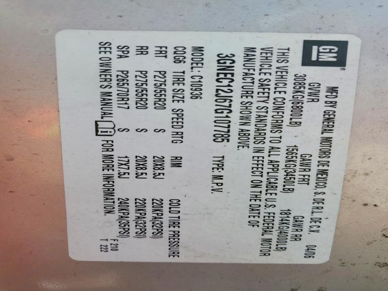 Продаж на аукціоні авто 2007 Chevrolet Avalanche, vin: 3GNEC12J67G107785, номер лоту: 61288086