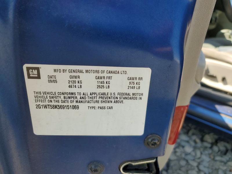 63222846 :رقم المزاد ، 2G1WT58K569151069 vin ، 2006 Chevrolet Impala مزاد بيع