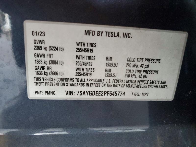2023 Tesla Model Y მანქანა იყიდება აუქციონზე, vin: 7SAYGDEE2PF645774, აუქციონის ნომერი: 59985786
