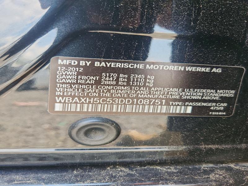 62127016 :رقم المزاد ، WBAXH5C53DD108751 vin ، 2013 Bmw 528 مزاد بيع