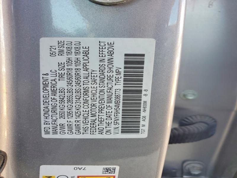 2021 Honda Pilot მანქანა იყიდება აუქციონზე, vin: 5FNYF6H54MB088773, აუქციონის ნომერი: 58959826