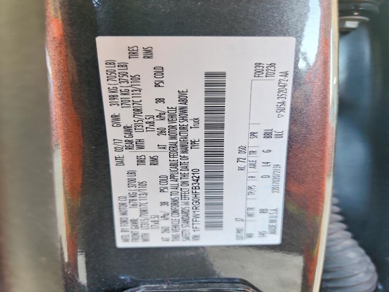 62851856 :رقم المزاد ، 1FTFW1RG0HFB34210 vin ، 2017 Ford F150 مزاد بيع