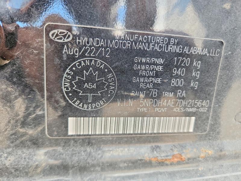2013 Hyundai Elantra მანქანა იყიდება აუქციონზე, vin: 5NPDH4AE7DH215640, აუქციონის ნომერი: 85460815