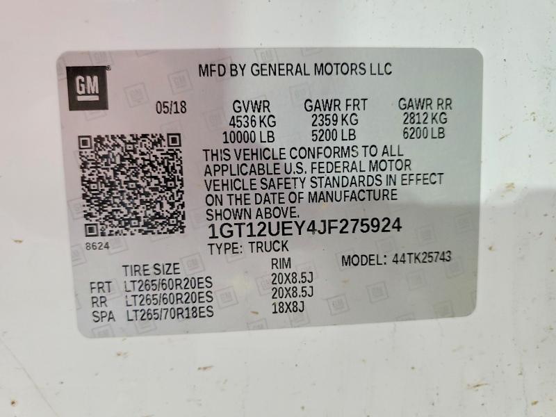 Продажа на аукционе авто 2018 Gmc Sierra, vin: 1GT12UEY4JF275924, номер лота: 61949156