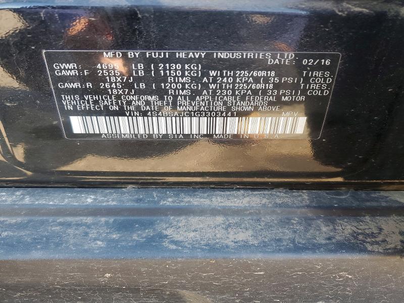 Aukcja sprzedaży 2016 Subaru Outback, vin: 4S4BSAJC1G3303441, numer aukcji: 59720446