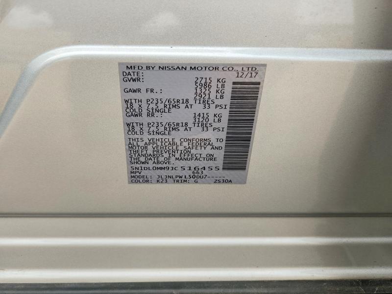 61368366 :رقم المزاد ، 5N1DL0MM9JC516455 vin ، 2018 Infiniti Qx60 مزاد بيع