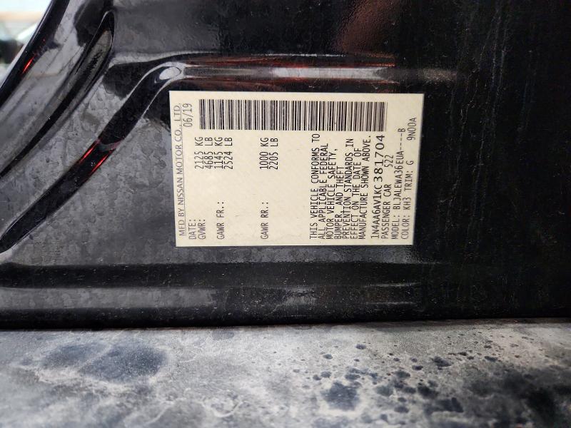 Aukcja sprzedaży 2019 Nissan Maxima, vin: 1N4AA6AV1KC381704, numer aukcji: 62854116