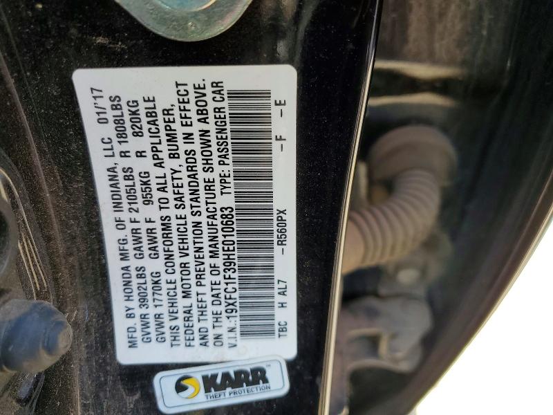 2017 Honda Civic მანქანა იყიდება აუქციონზე, vin: 19XFC1F39HE010683, აუქციონის ნომერი: 61200906