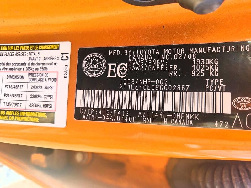 59918386 :رقم المزاد ، 2T1LE40E09C002867 vin ، 2009 Toyota Corolla Matrix مزاد بيع
