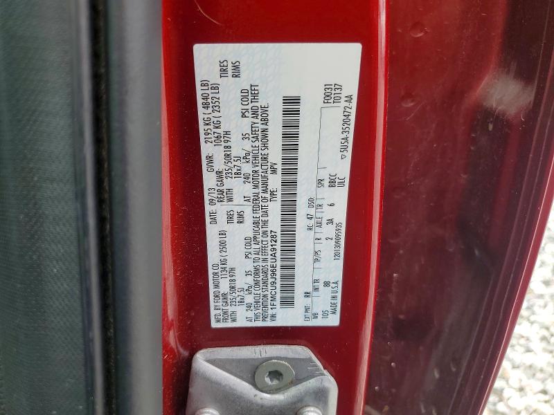 2014 Ford Escape მანქანა იყიდება აუქციონზე, vin: 1FMCU9J96EUA91287, აუქციონის ნომერი: 62035126