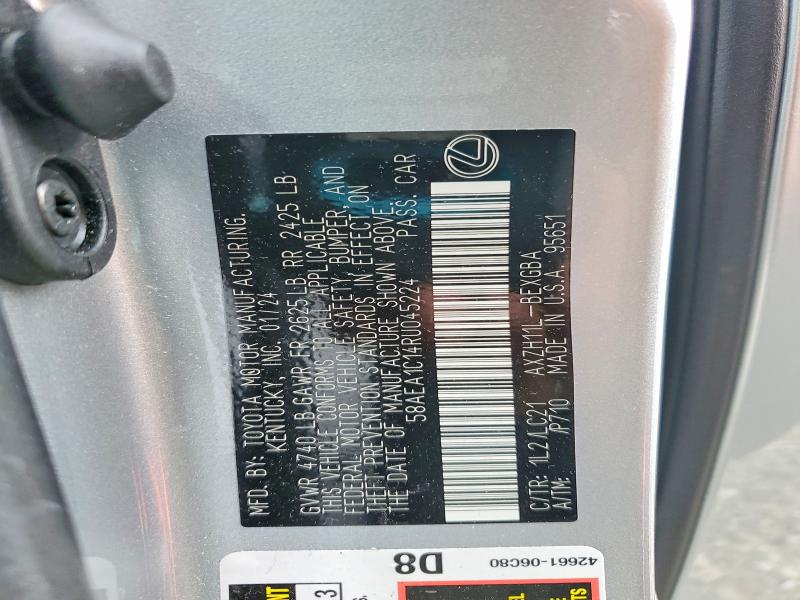 60889846 :رقم المزاد ، 58AEA1C14RU045224 vin ، 2024 Lexus Es 300h مزاد بيع
