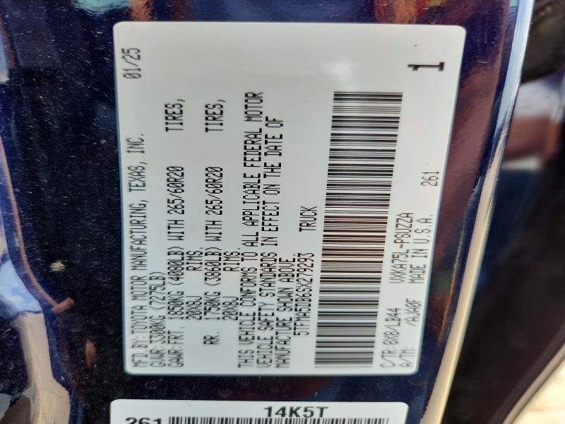 61492326 :رقم المزاد ، 5TFMA5DB6SX279293 vin ، 2025 Toyota Tundra مزاد بيع