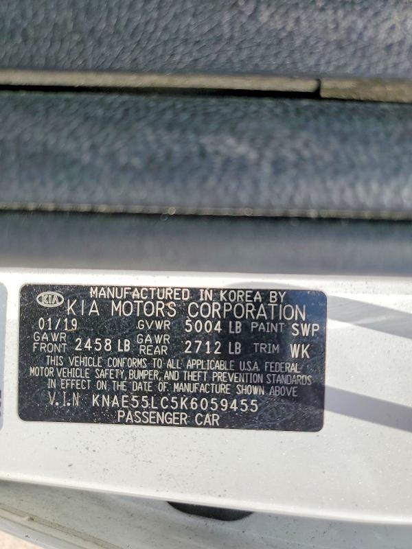 60382896 :رقم المزاد ، KNAE55LC5K6059455 vin ، 2019 Kia Stinger مزاد بيع