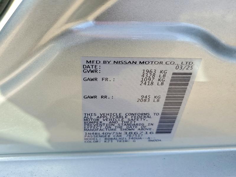 61806866 :رقم المزاد ، 1N4BL4DV7SN386716 vin ، 2025 Nissan Altima مزاد بيع