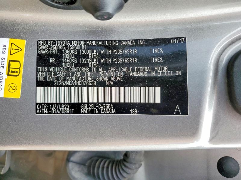 Aukcja sprzedaży 2017 Lexus Rx 350, vin: 2T2BZMCA1HC076639, numer aukcji: 59867646