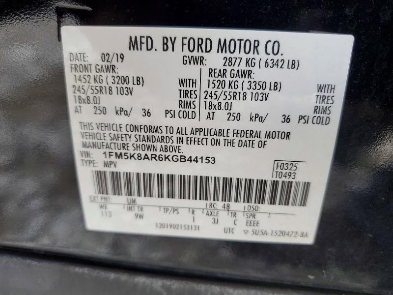 Aukcja sprzedaży 2019 Ford Explorer, vin: 1FM5K8AR6KGB44153, numer aukcji: 85773075