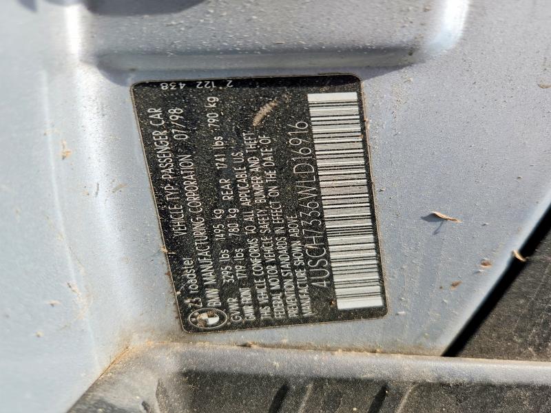 Aukcja sprzedaży 1998 Bmw Z3, vin: 4USCH7336WLD16916, numer aukcji: 61742746