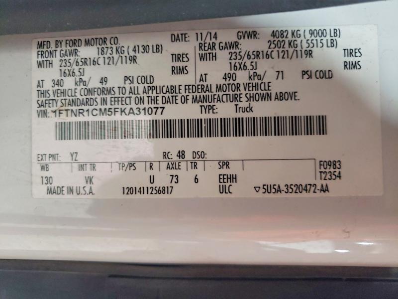 Aukcja sprzedaży 2015 Ford Transit, vin: 1FTNR1CM5FKA31077, numer aukcji: 62123736