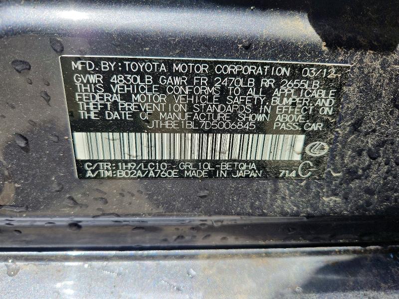 Продажа на аукционе авто 2013 Lexus Gs, vin: JTHBE1BL7D5006845, номер лота: 59922006